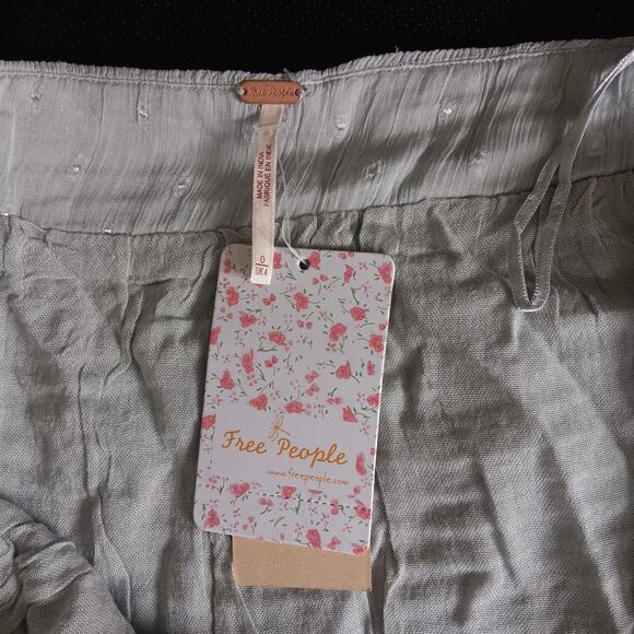 Free People Ella Tiered‎ Midi Skirt Size 0 Sky Blue Smocked Beaded Boho NWT - Picture 6 of 9